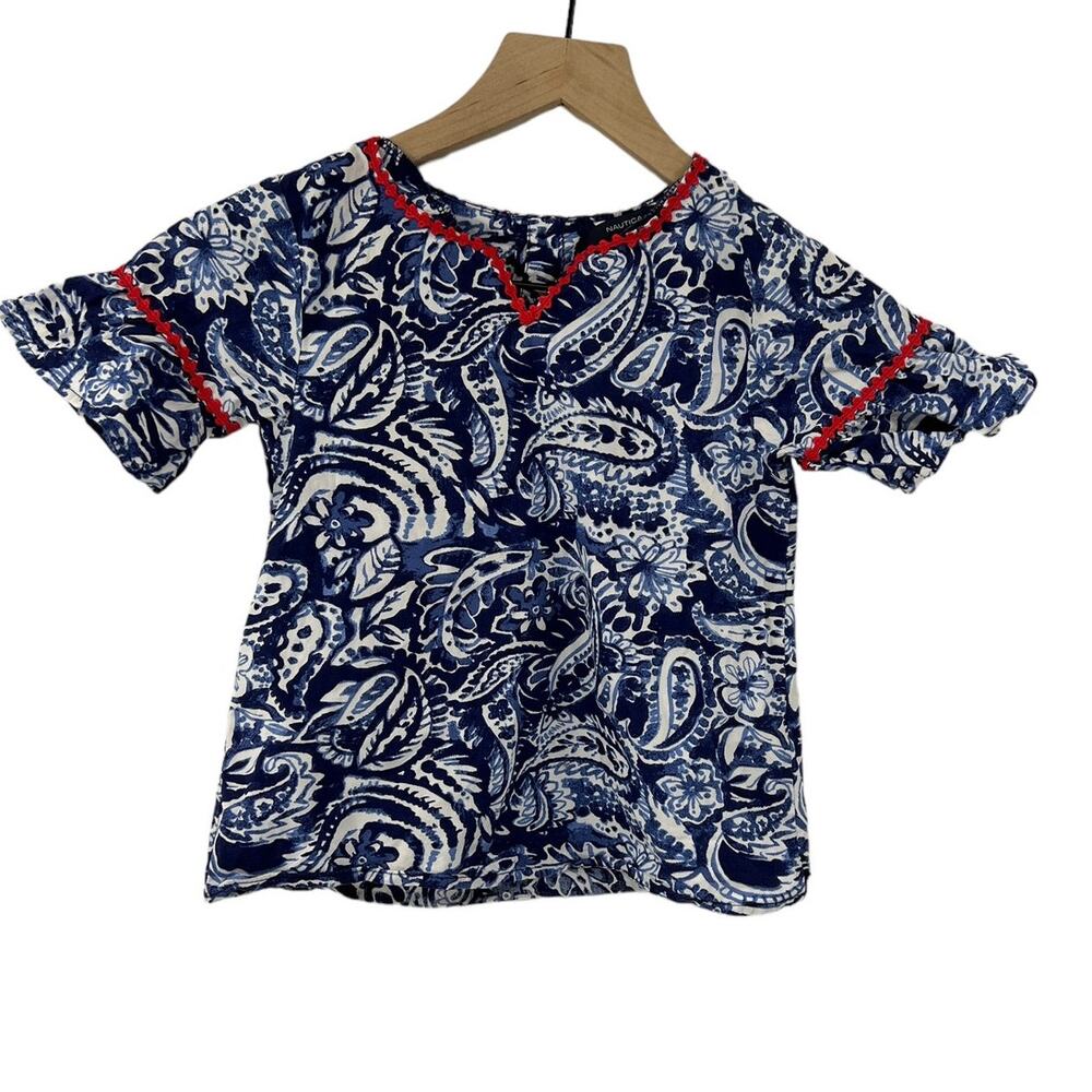 Nautica Vacation Summer Blue Paisley Tunic Shirt Kids SZ 6